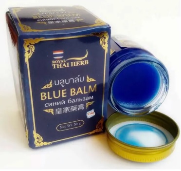 Royal Thai Herb Black Balm Blue Balm Open Bottle